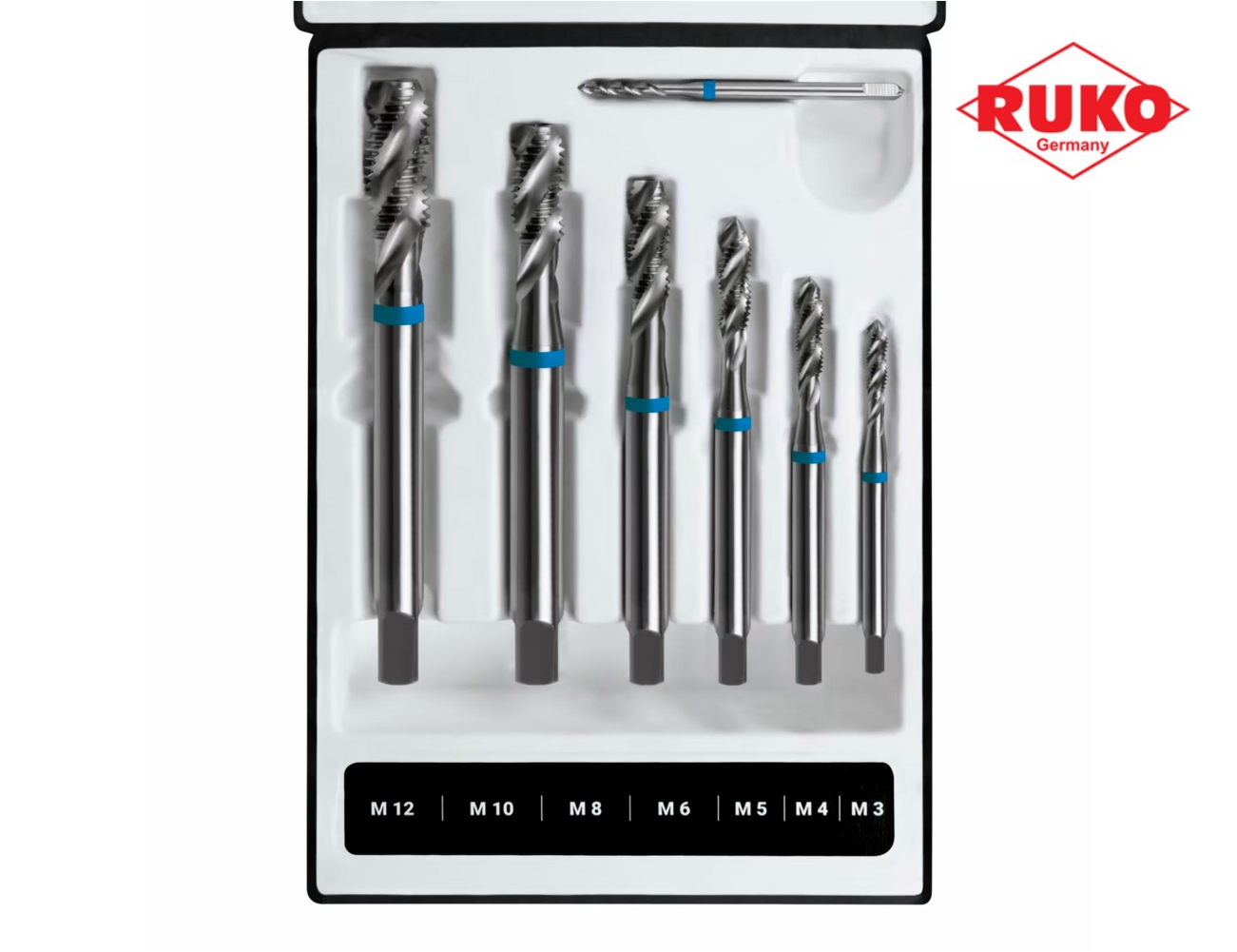 Набор винтовых машинных метчиков RUKO 7 предметов M3-M12 HSS-G DIN371/376 245058RK